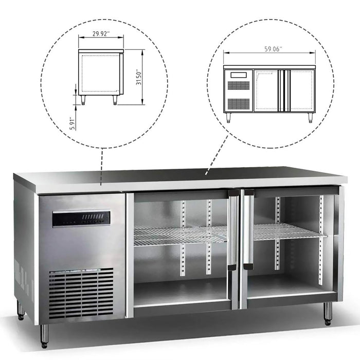 KingsBottle KBU380SS 59" Double Glass Back Bar Cooler for Multiple Bottles
