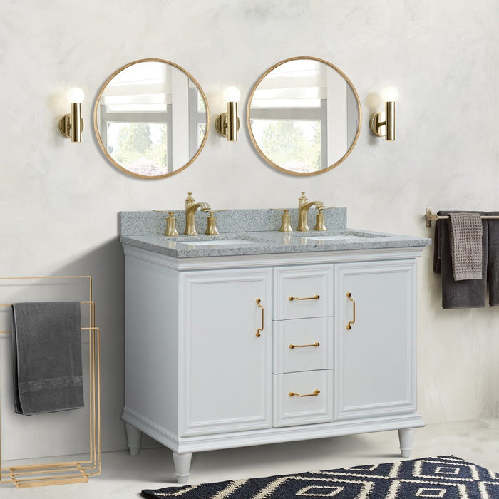 Bellaterra Home Forli 49" Double vanity in White finish with Gray granite and rectangle sink