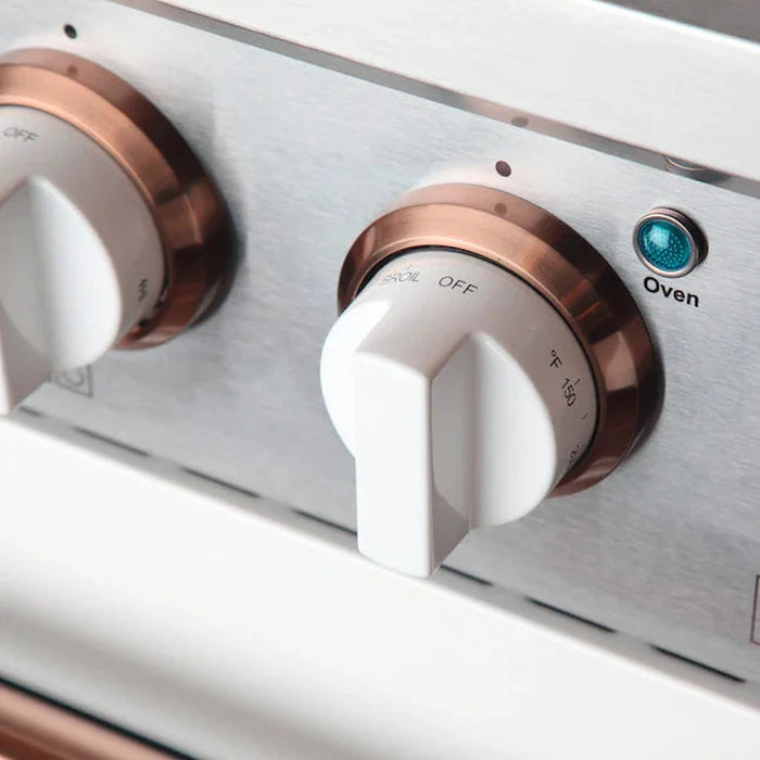 Kucht Series 36-Inch Pro-Style Dual Fuel Range in White Oven Door & Gold Accents (KDF362-W-GOLD)
