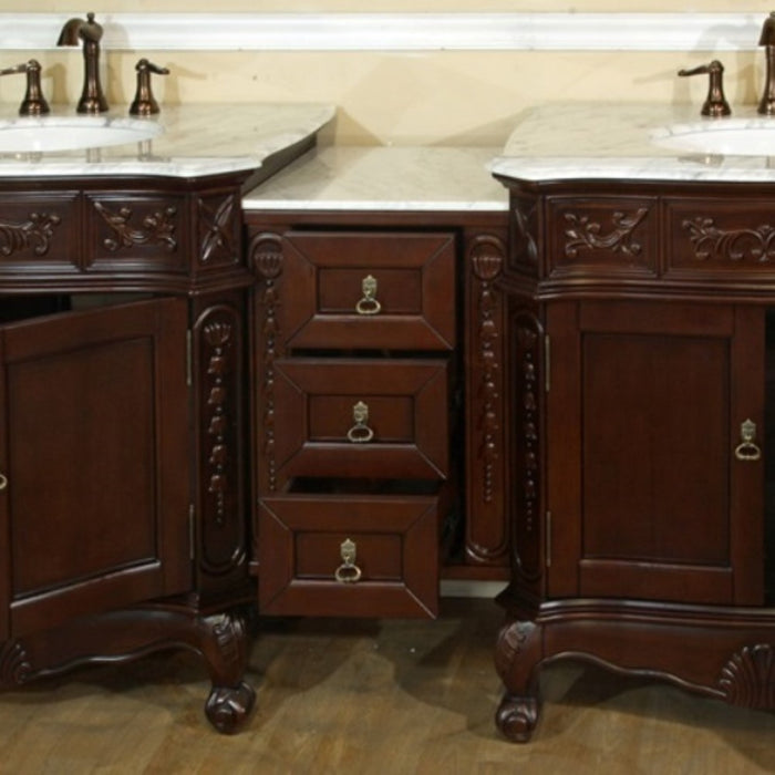 Bellaterra Home 82.7 in. Double sink vanity-walnut-white marble