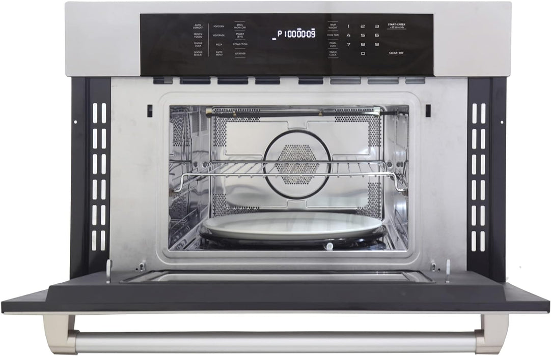 Kucht 5-Piece Appliance Package - 48-Inch Dual Fuel Range in Natural Gas, 36-Inch Refrigerator with Water Dispenser, Dishwasher, Wall Mount Range Hood, & Microwave Wall Oven in Stainless Steel