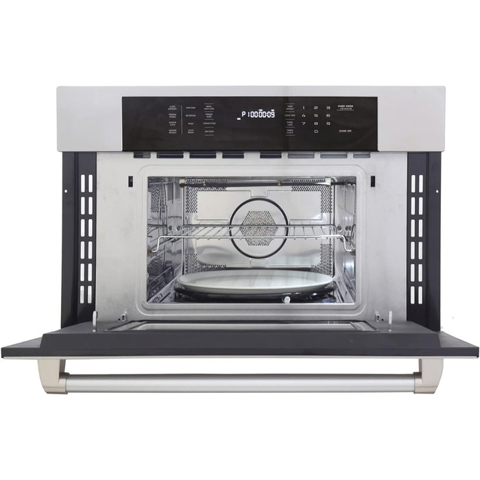 Kucht 5-Piece Appliance Package - 48-Inch Natural Gas Range with 6.7 Cu. Ft. Oven, 36-Inch Refrigerator with Water Dispenser, Dishwasher, Wall Mount Range Hood, & Microwave Wall Oven in Stainless Steel