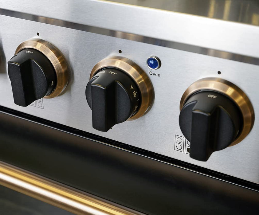 Kucht Signature 36" Propane Gas Range in Stainless Steel with Black, Gold & Silver (KNG361/LP-K-GOLD)