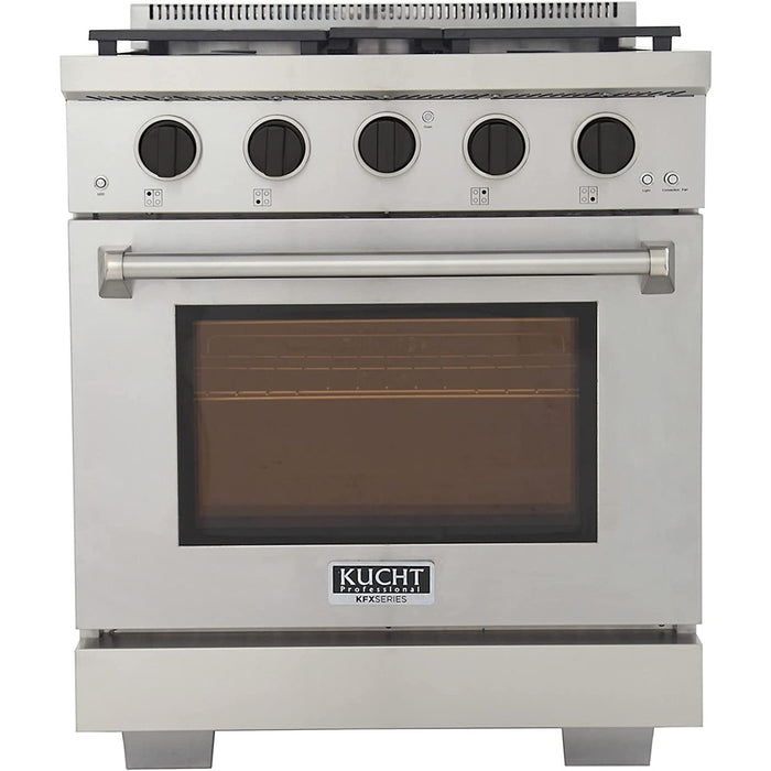 Kucht 30-Inch Propane Gas Range in Stainless Steel with Black Knob (KFX300/LP-K)