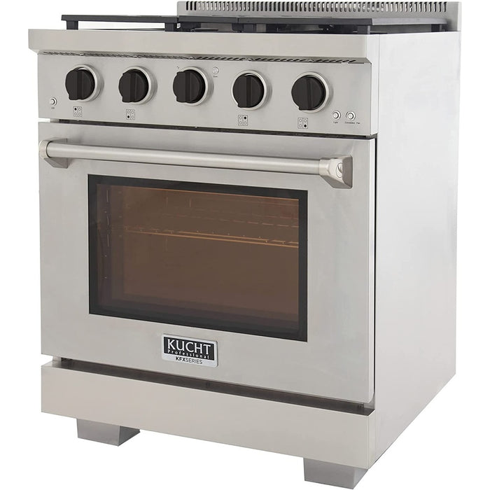 Kucht 30-Inch Propane Gas Range in Stainless Steel with Black Knob (KFX300/LP-K)