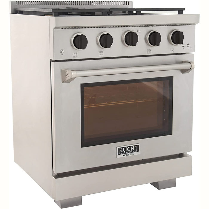 Kucht 30-Inch Propane Gas Range in Stainless Steel with Black Knob (KFX300/LP-K)