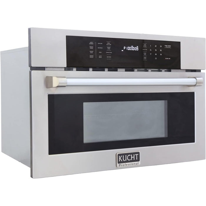 Kucht 5-Piece Appliance Package - 48-Inch Dual Fuel Range in Natural Gas, 36-Inch Refrigerator, Dishwasher, Microwave Wall Oven & Under Cabinet Range Hood in Stainless Steel