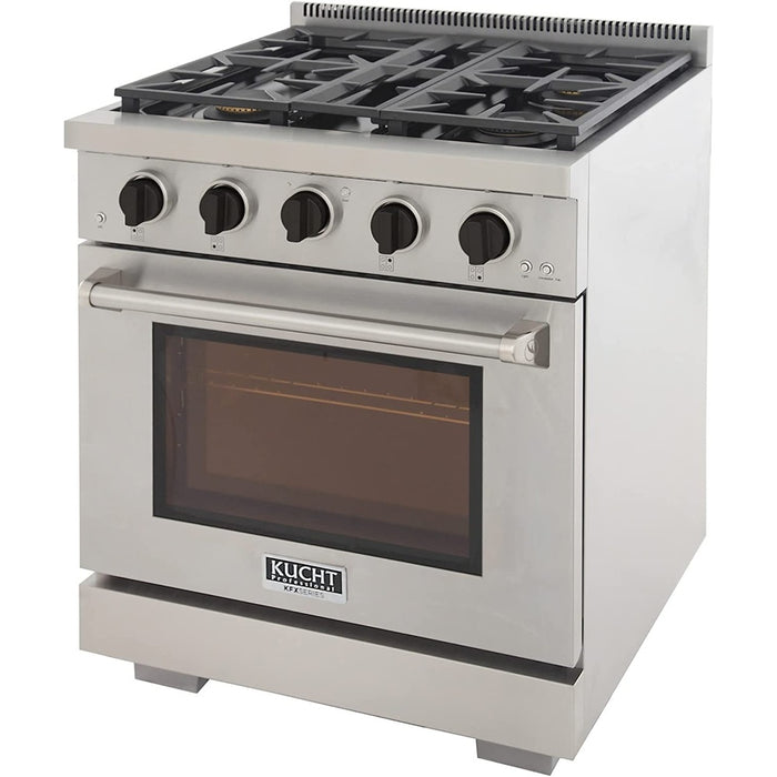 Kucht 30-Inch Propane Gas Range in Stainless Steel with Black Knob (KFX300/LP-K)