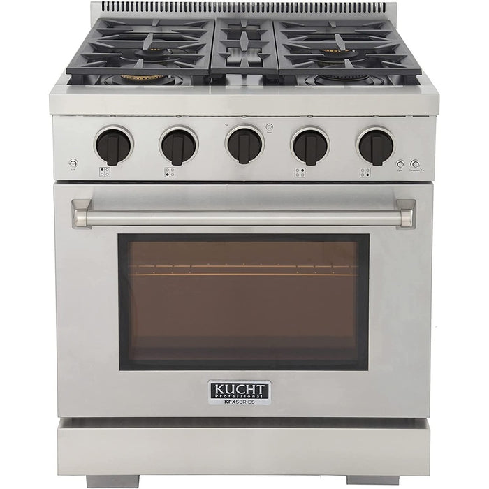 Kucht 30-Inch Propane Gas Range in Stainless Steel with Black Knob (KFX300/LP-K)