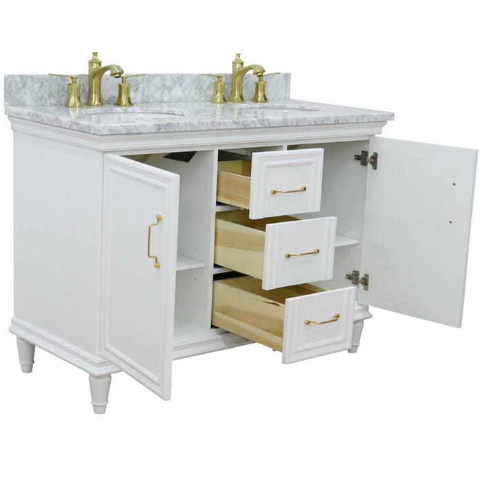 Bellaterra Home Forli 49" Double vanity in White finish with White Carrara and oval sink