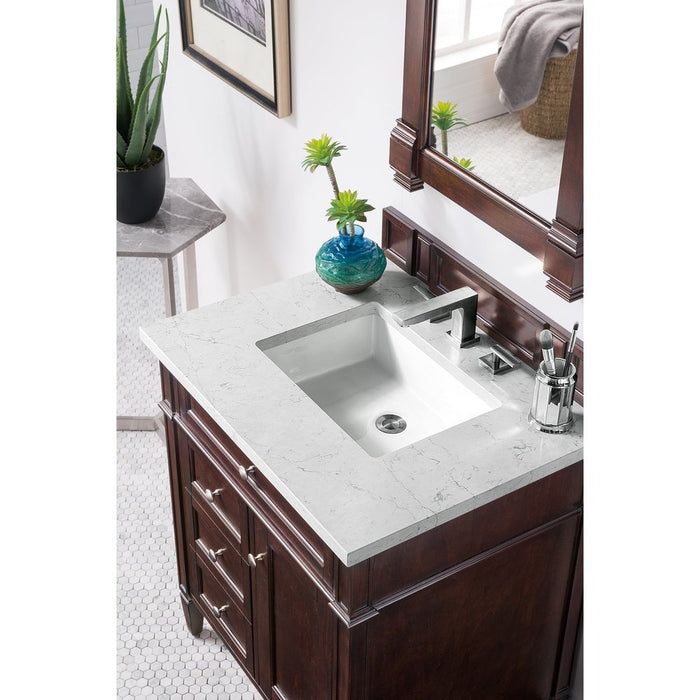 James Martin Vanities Brittany 30" Single Vanity, Burnished Mahogany w/ 3 CM Top