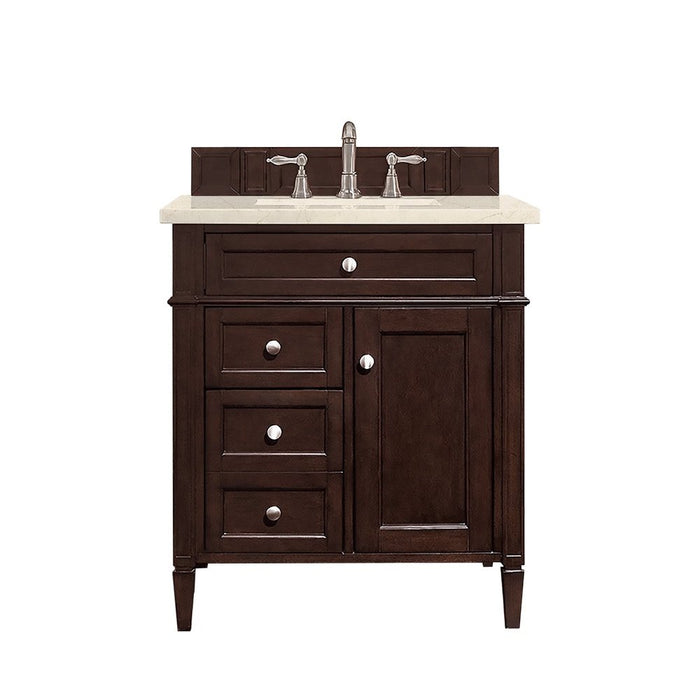 James Martin Vanities Brittany 30" Single Vanity, Burnished Mahogany w/ 3 CM Top