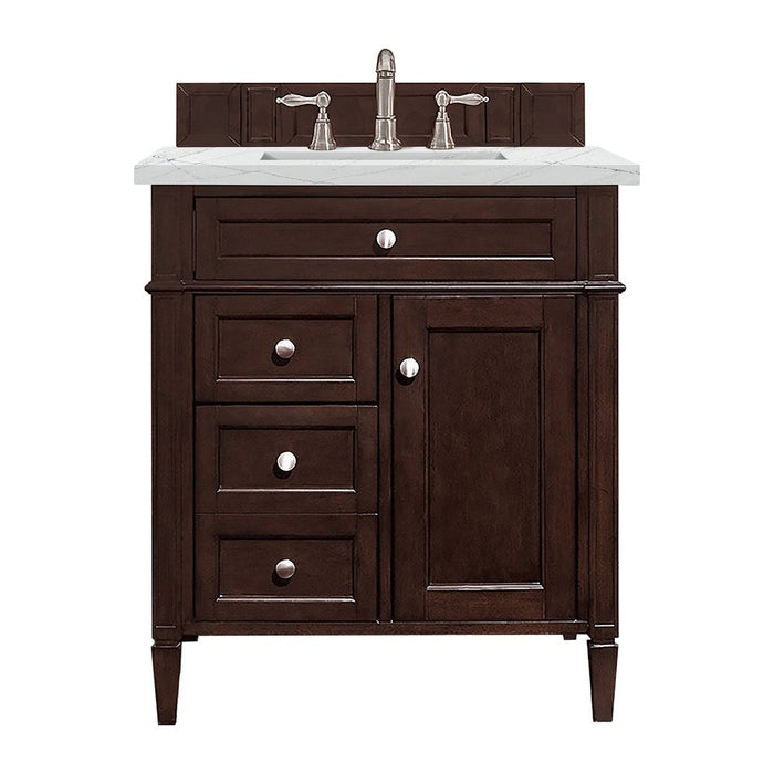 James Martin Vanities Brittany 30" Single Vanity, Burnished Mahogany w/ 3 CM Top