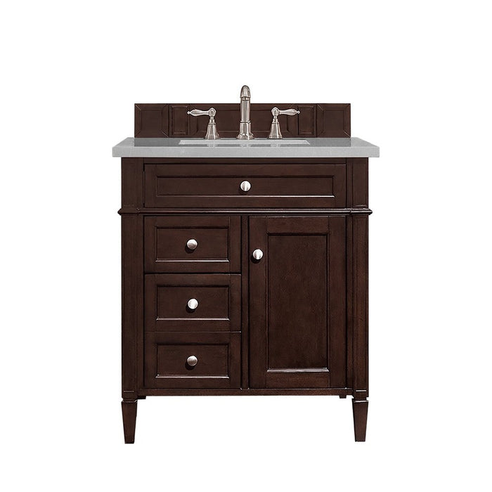 James Martin Vanities Brittany 30" Single Vanity, Burnished Mahogany w/ 3 CM Top