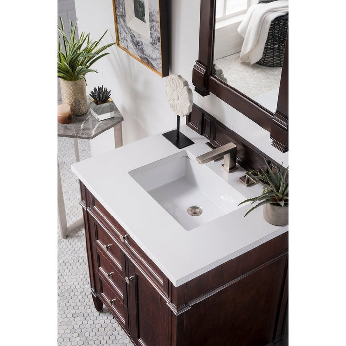 James Martin Vanities Brittany 30" Single Vanity, Burnished Mahogany w/ 3 CM Top