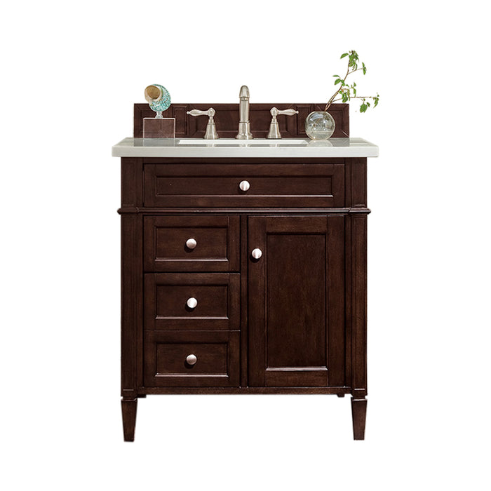 James Martin Vanities Brittany 30" Single Vanity, Burnished Mahogany w/ 3 CM Top