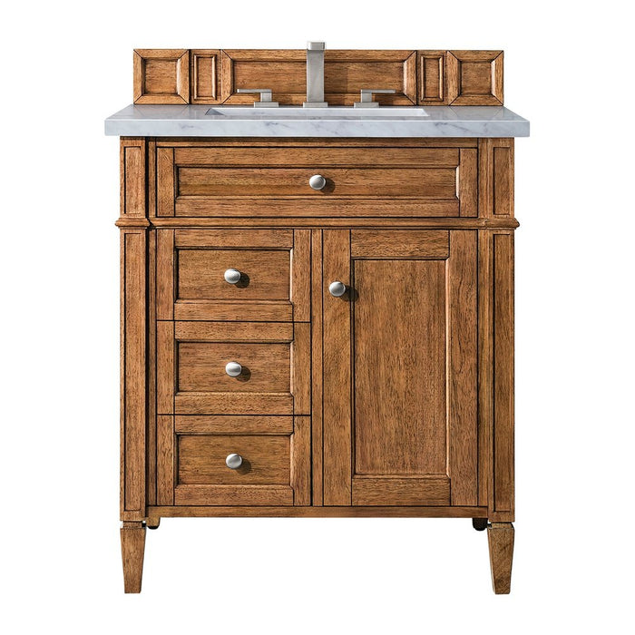 James Martin Vanities Brittany 30" Single Vanity, Saddle Brown w/ 3 CM Top