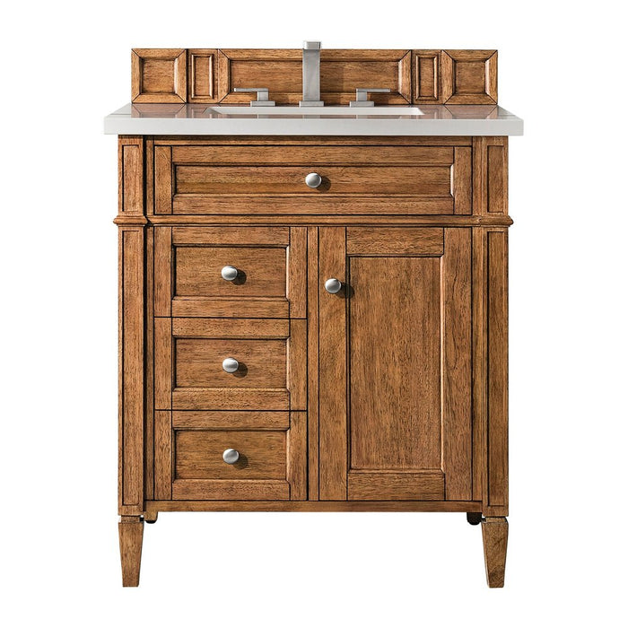 James Martin Vanities Brittany 30" Single Vanity, Saddle Brown w/ 3 CM Top