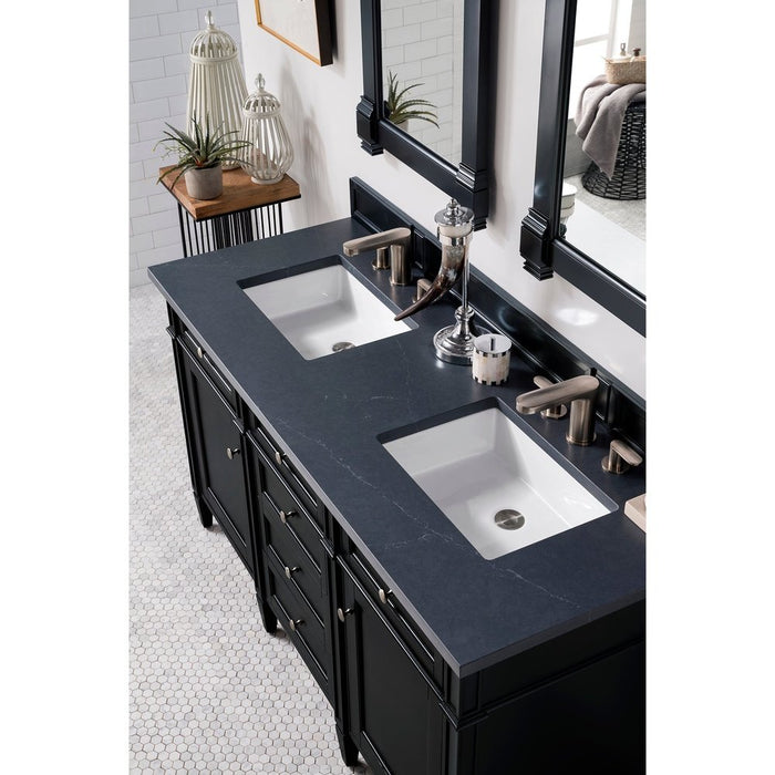 James Martin Vanities Brittany 60" Double Vanity, Black Onyx w/ 3 CM Top