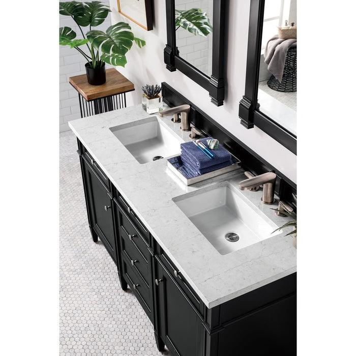 James Martin Vanities Brittany 60" Double Vanity, Black Onyx w/ 3 CM Top