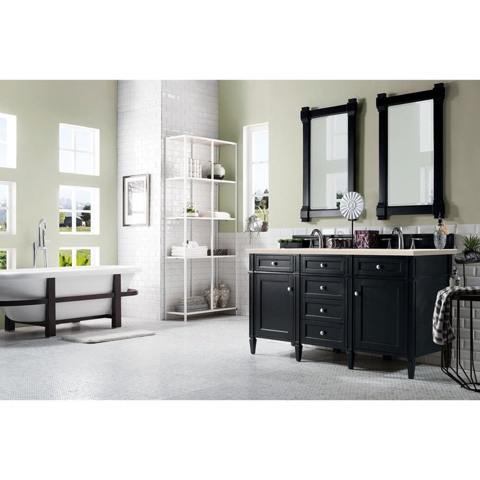 James Martin Vanities Brittany 60" Double Vanity, Black Onyx w/ 3 CM Top