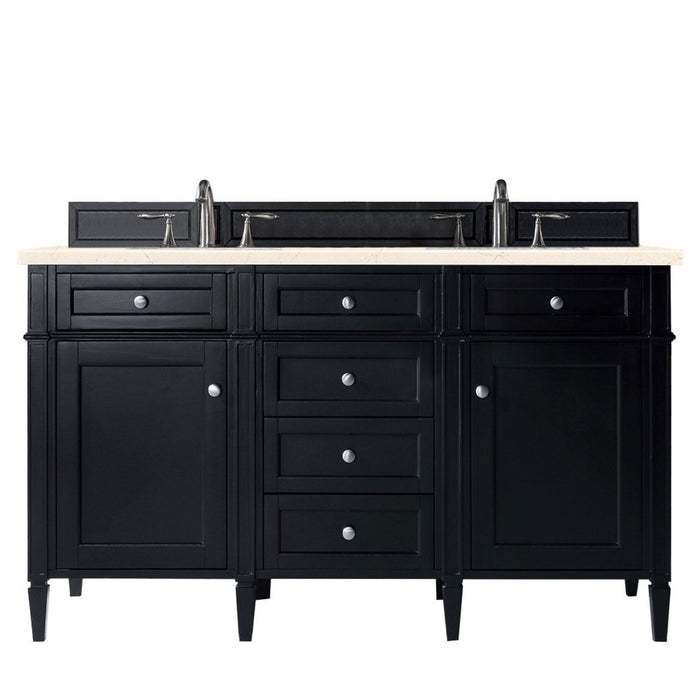 James Martin Vanities Brittany 60" Double Vanity, Black Onyx w/ 3 CM Top