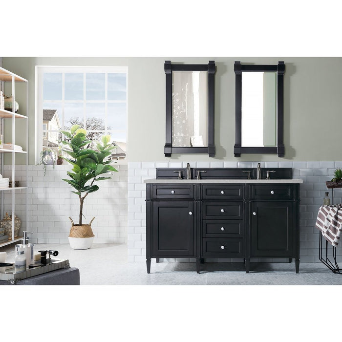 James Martin Vanities Brittany 60" Double Vanity, Black Onyx w/ 3 CM Top