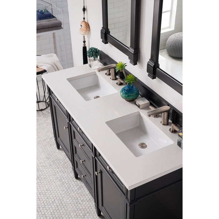 James Martin Vanities Brittany 60" Double Vanity, Black Onyx w/ 3 CM Top