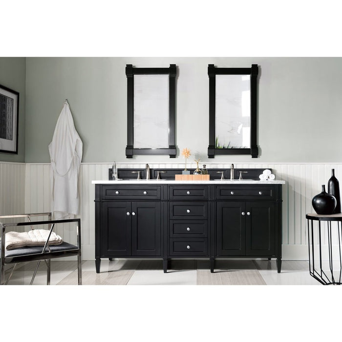 James Martin Vanities Brittany 72" Double Vanity, Black Onyx w/ 3 CM Carrara Marble Top