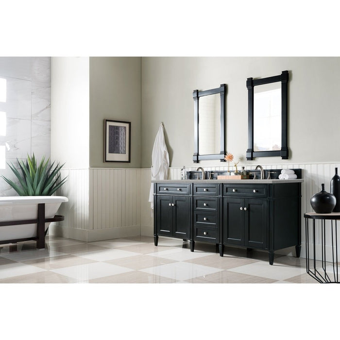 James Martin Vanities Brittany 72" Double Vanity, Black Onyx w/ 3 CM Eternal Serena Quartz Top