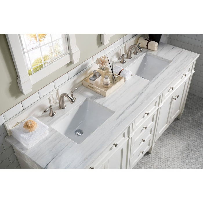 James Martin Vanities Brittany 72" Double Vanity, Bright White Vanity w/ 3 CM Top