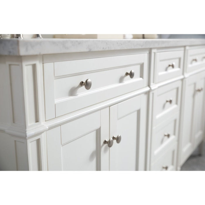 James Martin Vanities Brittany 72" Double Vanity, Bright White Vanity w/ 3 CM Top