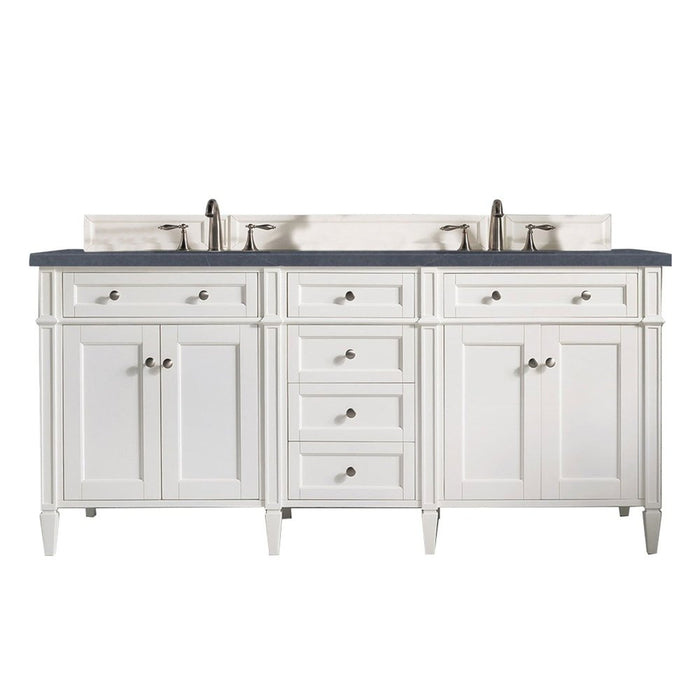 James Martin Vanities Brittany 72" Double Vanity, Bright White Vanity w/ 3 CM Top