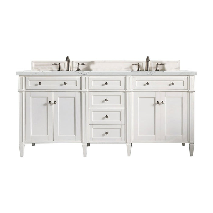 James Martin Vanities Brittany 72" Double Vanity, Bright White Vanity w/ 3 CM Top