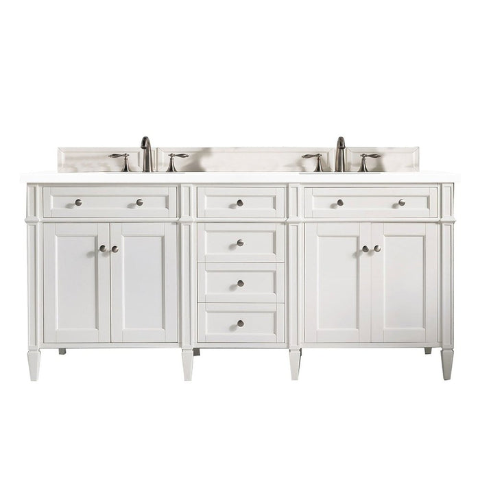 James Martin Vanities Brittany 72" Double Vanity, Bright White Vanity w/ 3 CM Top