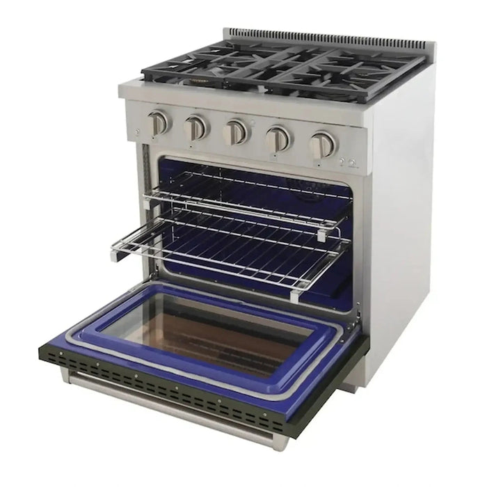 Kucht Professional 30-Inch 4.2 cu. ft. Propane Gas Range in Olive Green with Silver Accents (KFX300/LP-G)