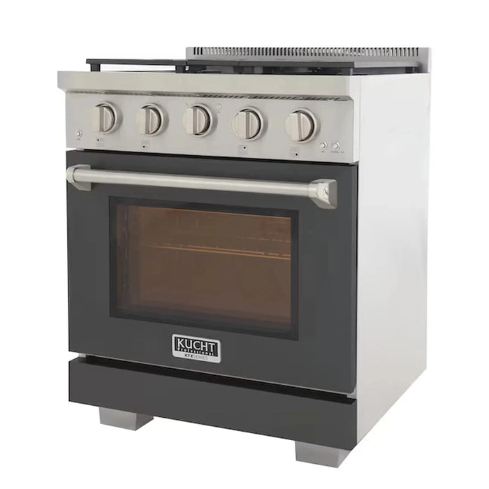 Kucht Professional 30-Inch 4.2 cu. ft. Propane Gas Range in Cement Gray with Silver Accents (KFX300/LP-GY)