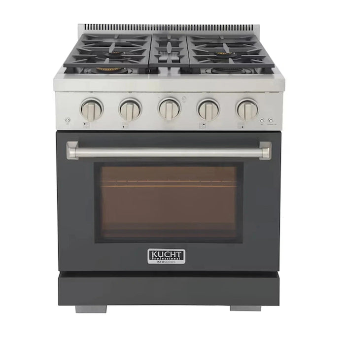 Kucht Professional 30-Inch 4.2 cu. ft. Gas Range in Cement Gray with Silver Accents (KFX300-GY)