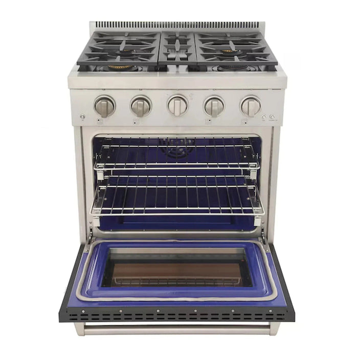 Kucht Professional 30-Inch 4.2 cu. ft. Propane Gas Range in Cement Gray with Silver Accents (KFX300/LP-GY)