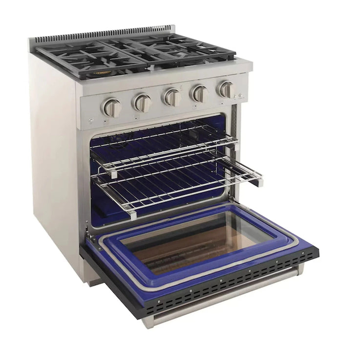 Kucht Professional 30-Inch 4.2 cu. ft. Propane Gas Range in Cement Gray with Silver Accents (KFX300/LP-GY)