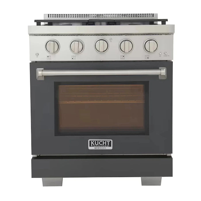 Kucht Professional 30-Inch 4.2 cu. ft. Gas Range in Cement Gray with Silver Accents (KFX300-GY)