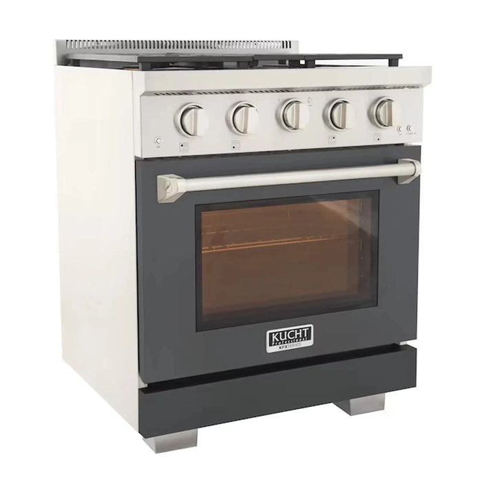 Kucht Professional 30-Inch 4.2 cu. ft. Propane Gas Range in Cement Gray with Silver Accents (KFX300/LP-GY)