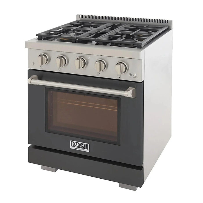 Kucht Professional 30-Inch 4.2 cu. ft. Propane Gas Range in Cement Gray with Silver Accents (KFX300/LP-GY)