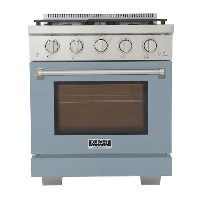 Kucht Professional 30-Inch 4.2 cu. ft. Propane Gas Range in Light Blue with Silver Accents (KFX300/LP-LB)