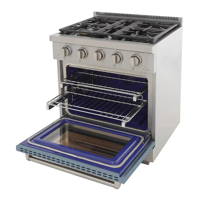 Kucht Professional 30-Inch 4.2 cu. ft. Propane Gas Range in Light Blue with Silver Accents (KFX300/LP-LB)