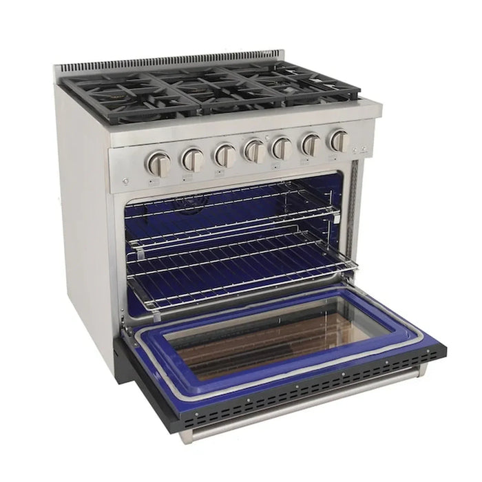 Kucht Professional 36-Inch 5.2 cu. ft. Propane Gas Range in Gray with Silver Accents (KFX360/LP-GY)