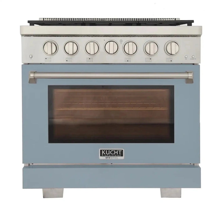 Kucht Professional 36-Inch 5.2 cu. ft. Propane Gas Range in Light Blue with Silver Accents (KFX360/LP-LB)