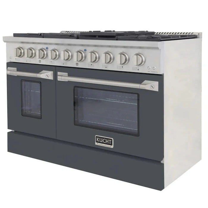 Kucht 48-Inch Pro-Style Dual Fuel Range with 4.2 cu. ft. Electric Oven and 8 Gas Burners in Gray (KDF482-GR)