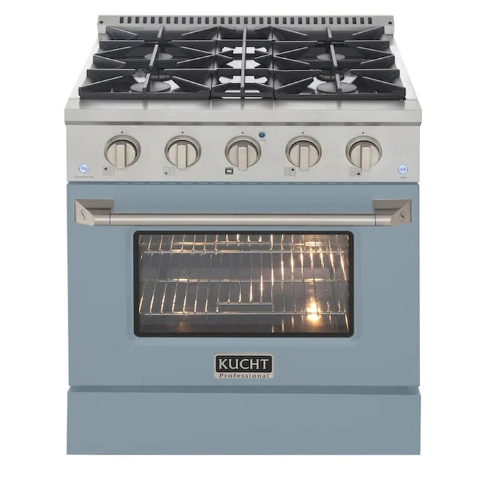 Kucht 30-Inch Pro-Style Dual Fuel Range with 4.2 cu. ft. Electric Oven and 4 Gas Burners in Light Blue (KDF302-LB)