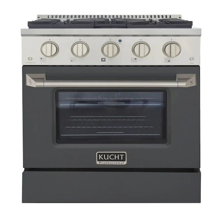 Kucht 30-Inch Pro-Style Dual Fuel Range in Propane Gas with  4.2 cu. ft. Electric Oven & 4 Gas Burners in Gray (KDF302/LP-GR)